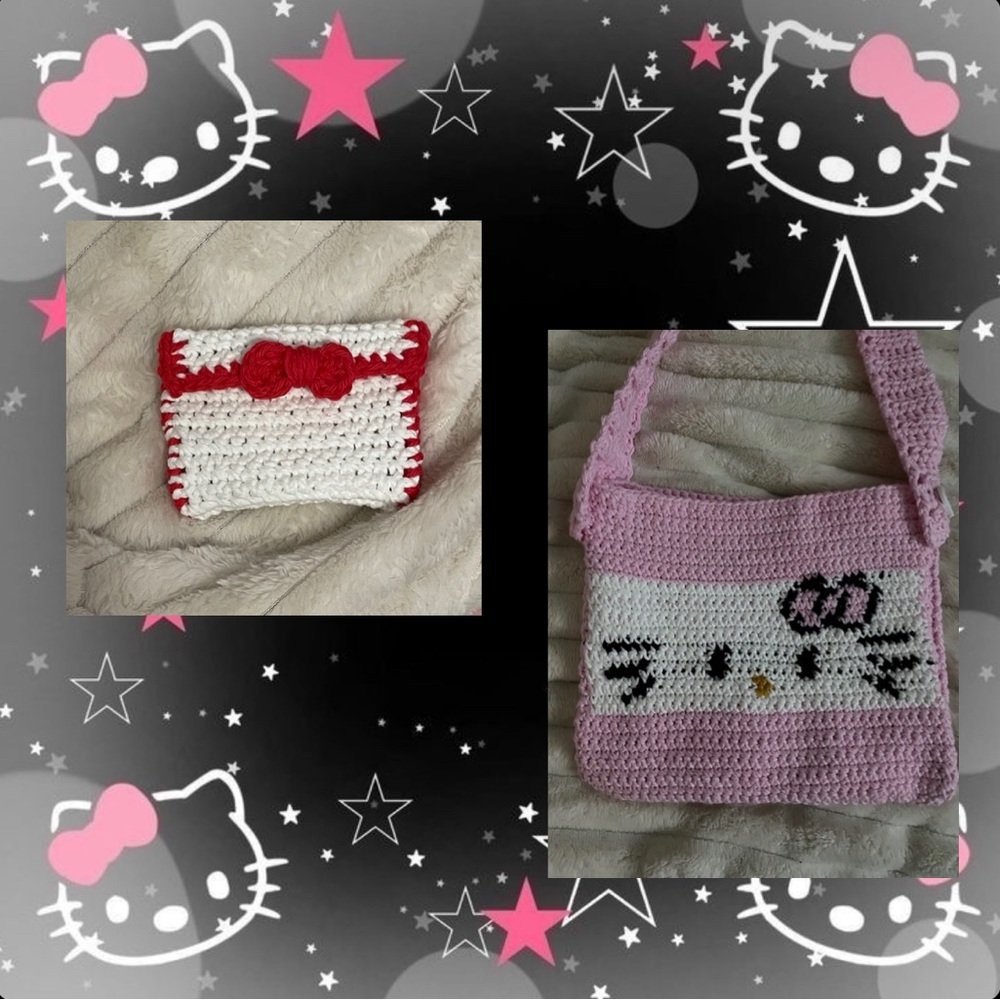 bundle!! Handmade hello kitty crochet bag and card holder :)